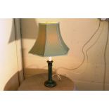VINTAGE TABLE LAMP WITH CERAMIC STEM AND FABRIC SHADE