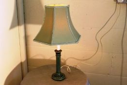 VINTAGE TABLE LAMP WITH CERAMIC STEM AND FABRIC SHADE