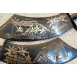 TWO HORN ENGRAVED KNIVES