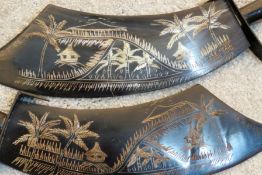 TWO HORN ENGRAVED KNIVES