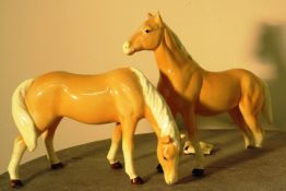 2 x CERAMIC HORSES (AS FOUND)