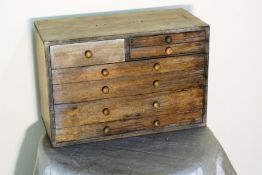 VINTAGE WOODEN COLLECTORS CABINET - 7 STORAGE COMPARTMENTS