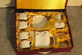 VINTAGE FINE BONE CHINA 11 PIECE TEA SET IN ORIGINAL BOX - IMMACULATE
