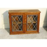 OAK VINTAGE DISPLAY CABINET WITH LEAD GLASS DOORS