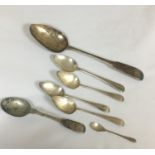 A group of various antique hallmarked silver spoons to include an Edinburgh Scottish silver