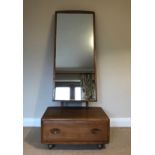 Mid Century Blonde Ercol Blue Label Adjustable Elm Cheval Mirror with Drawer