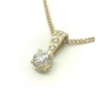 0.50ct Diamond Single Stone Pendant, Diamond Set Bale - 18ct Yellow Gold