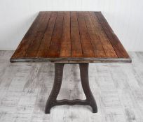 Reclaimed Vintage Mahogany Kiln Shelf Table on Cast Iron