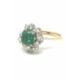 Emerald (6.93ct) & Diamond (2.10ct) Large Cluster Ring - 18ct Gold