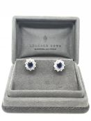 Sapphire & Diamond Cluster Earrings, 18ct Gold
