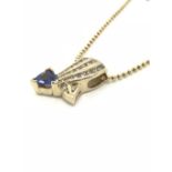 Tanzanite & Diamond Pendant, 14ct Yellow Gold - 20" Chain