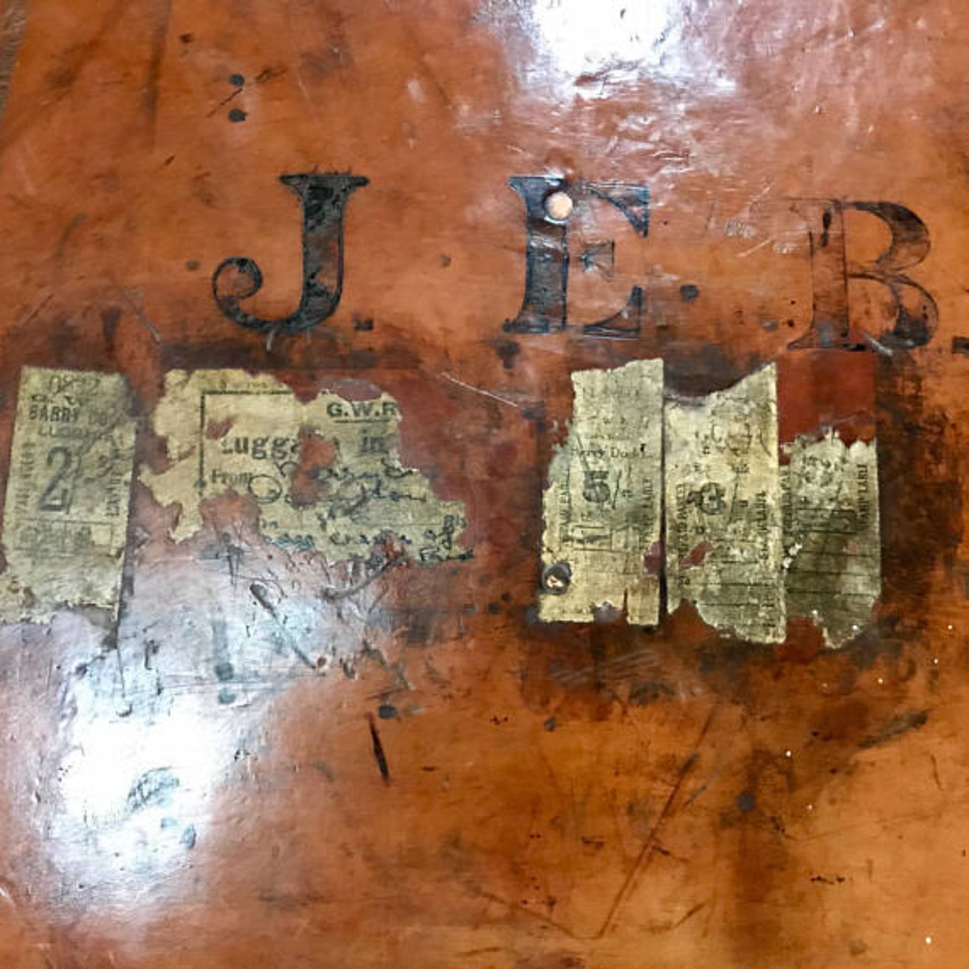 Antique Leather Suitcase, Initialled J.E.B., Complete With Provenance Of Ownership c1900s - Image 7 of 10