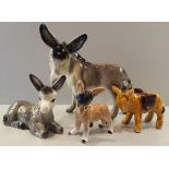 Vintage Retro 4 Collectable Ceramic Donkey Figures No Reserve