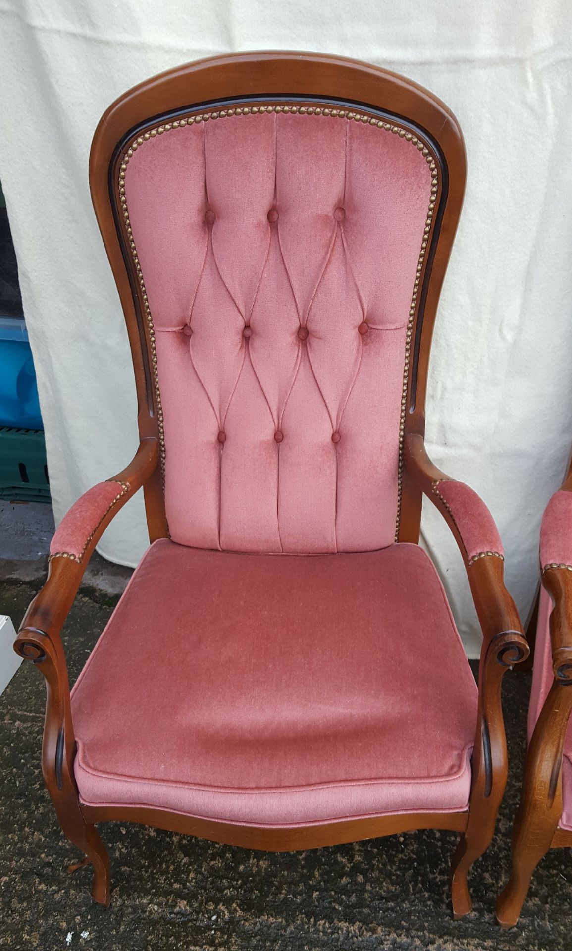 Vintage 2 x Pink Armchairs Sprung Seats No Reserve - Image 2 of 3