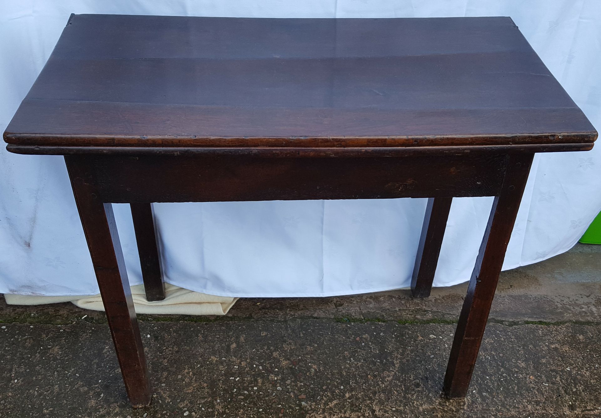 Antique Georgian or Earlier Oak Planked Flip Top Table With Gate Leg - Image 4 of 6