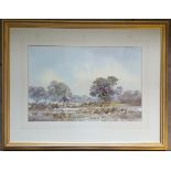 Vintage Retro Original Watercolour Painting Allan Morgan Rustic Landscape Signed Lower Left c1996