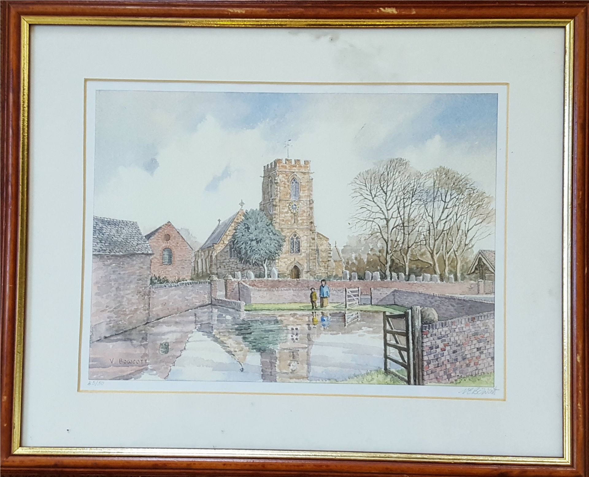 Vintage Limited Edition Print 45/50 Signed Lower Right V. Bowcott Country Scene. NO RESERVE