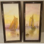 Vintage Retro 2 x Framed Edwardian Nautical Prints NO RESERVE