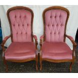 Vintage 2 x Pink Armchairs Sprung Seats No Reserve