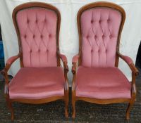 Vintage 2 x Pink Armchairs Sprung Seats No Reserve