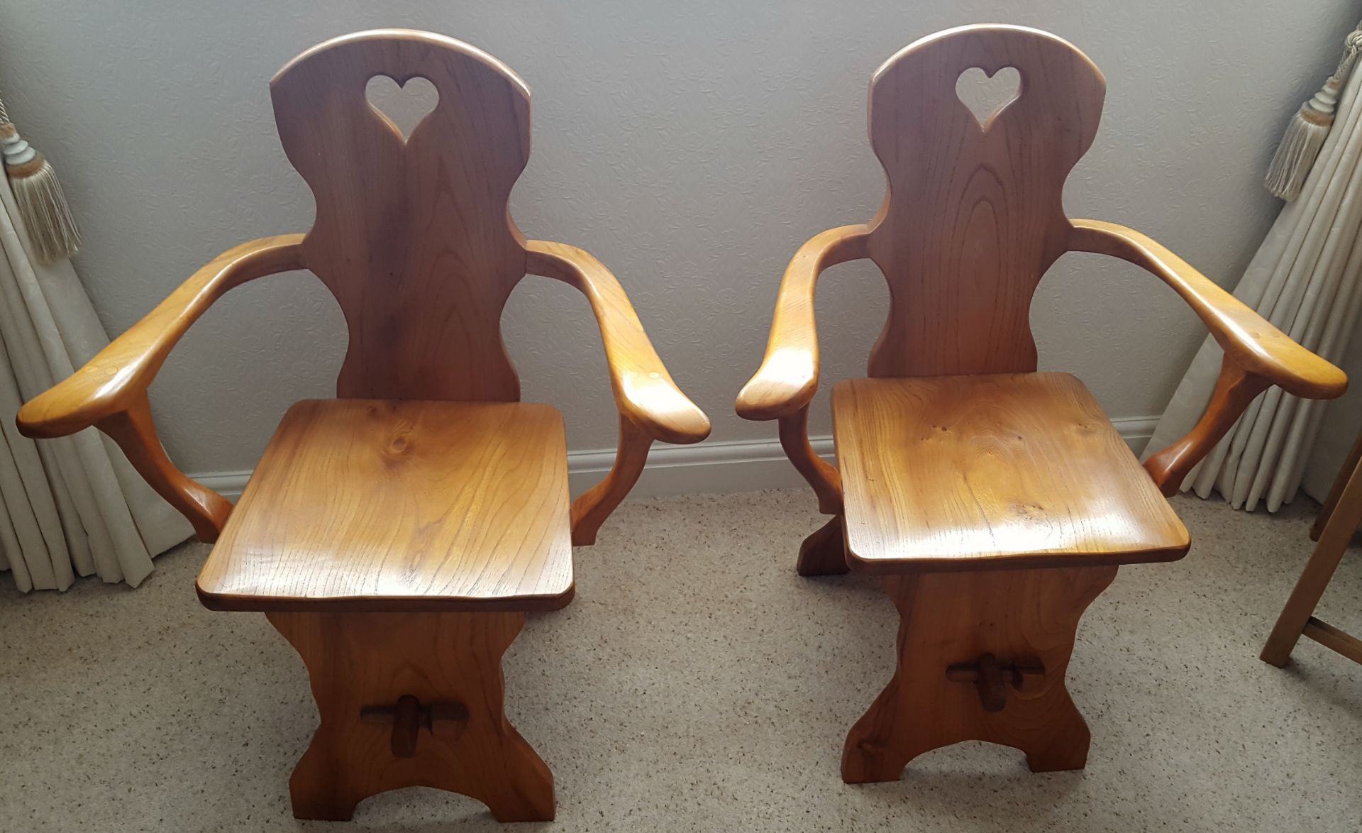 Vintage Retro Hand Made 4 x English Elm Chairs April 1975