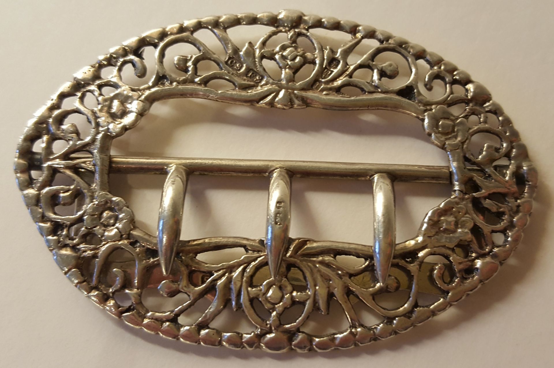 Antique Sterling Silver Belt Buckle Chester 1892 Sanders & Shepard