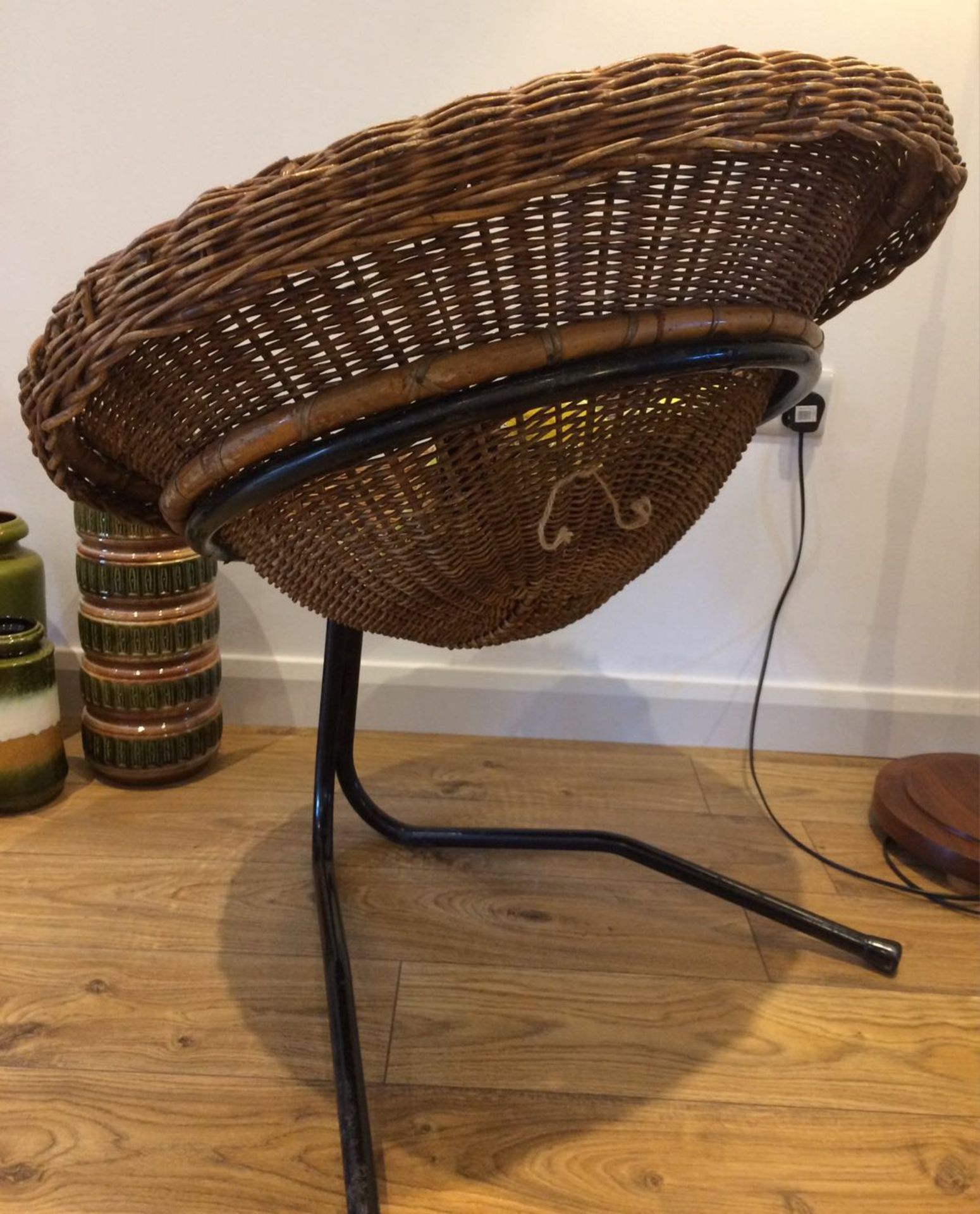 Vintage Retro Arnold Bueno de Mesquita Wicker Chair c1960's Rohe' Noordwolde - Image 2 of 2