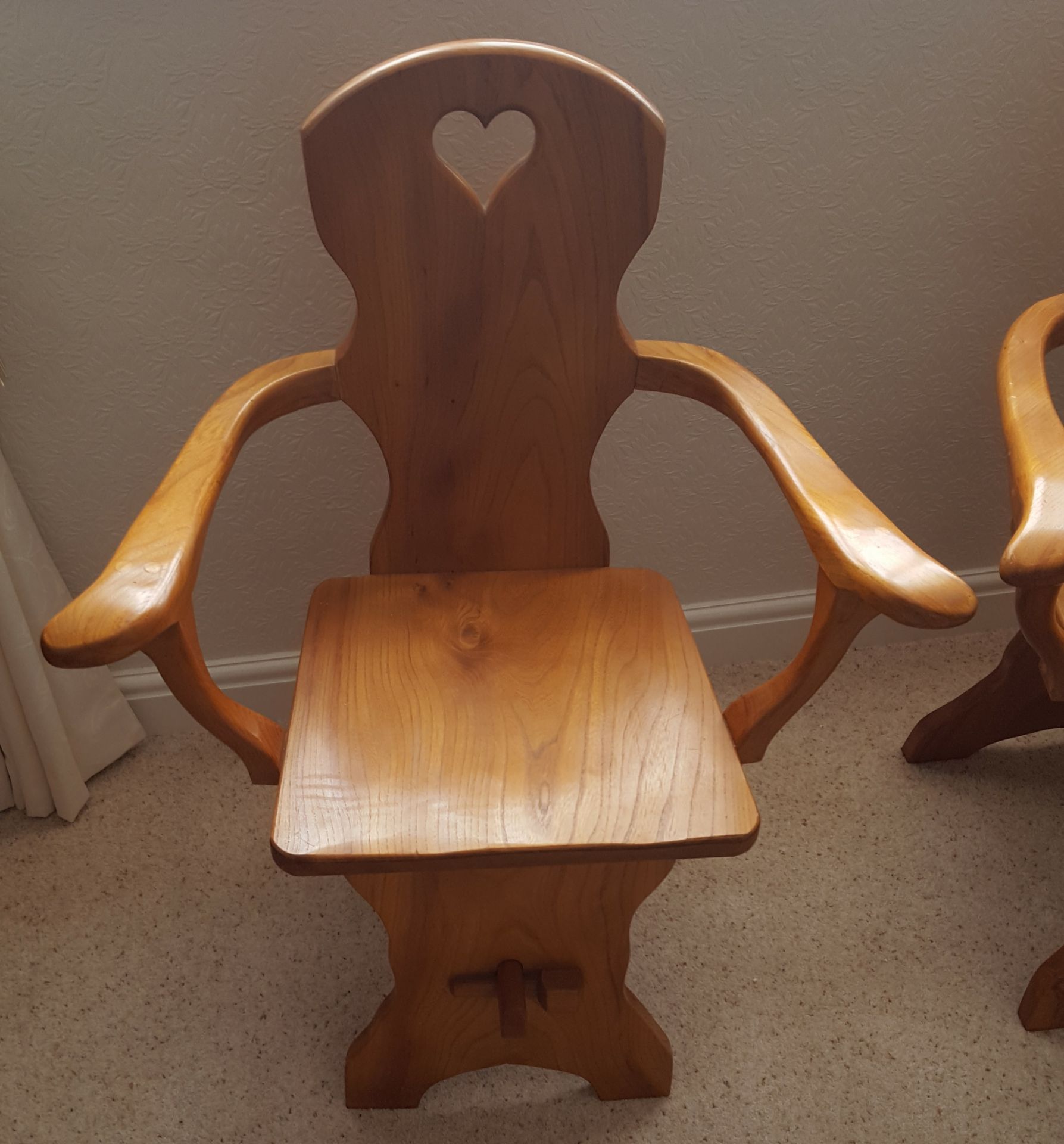 Vintage Retro Hand Made 4 x English Elm Chairs April 1975 - Image 2 of 3