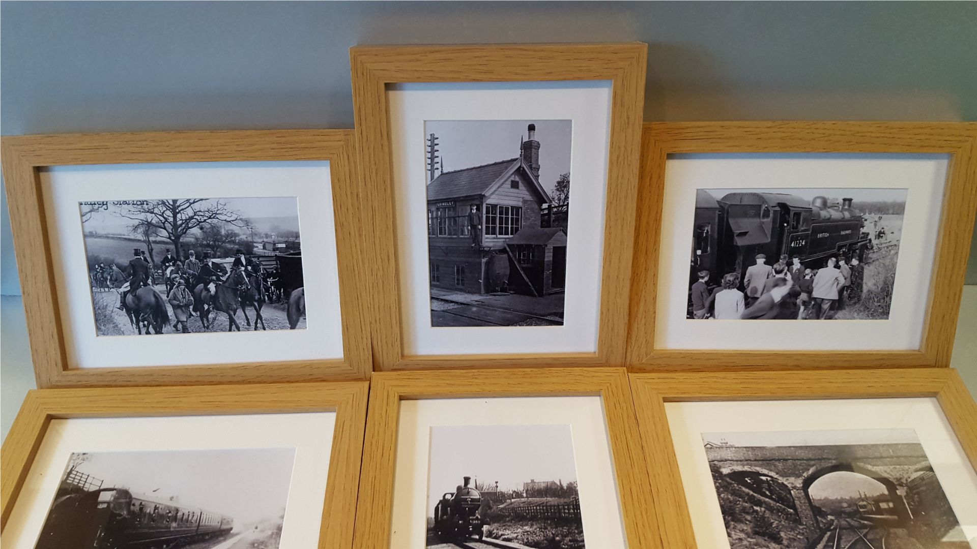 Vintage 6 x Oak Framed Railway & Hunting Photographs Grindley Staffordshire - Image 2 of 3