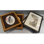 Vintage Retro Pictures 2 sets of 4 Prints E Walker Delft & Birds NO RESERVE