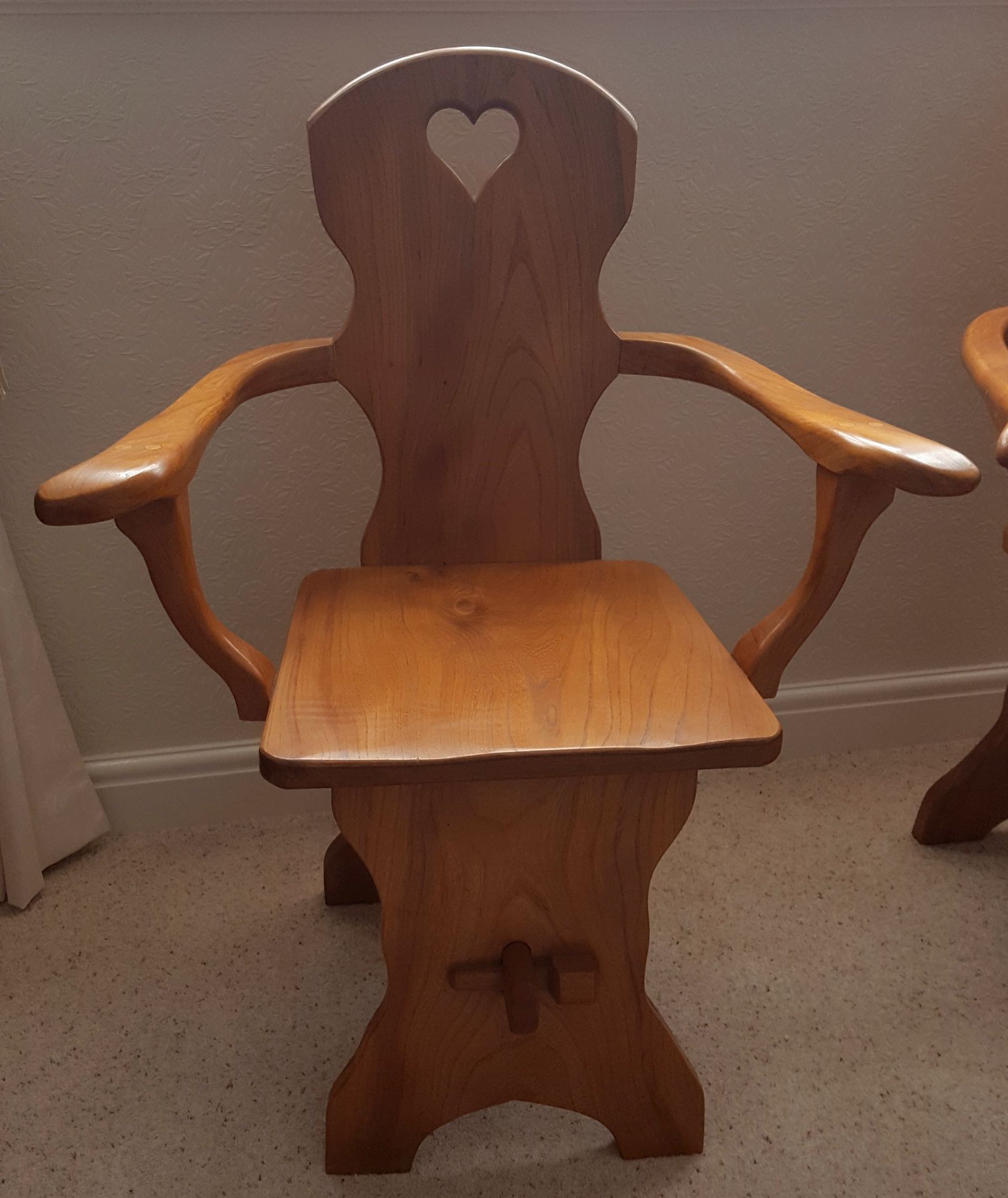 Vintage Retro Hand Made 4 x English Elm Chairs April 1975 - Image 3 of 3