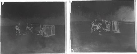Vintage Retro 2 x Original Photography Glass Plate Walsall Arboretum Ice Hockey Measures 10cm x 12cm