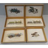 Vintage Retro 6 x Prints Featuring Cars Trains & Planes c1960's NO RESERVE