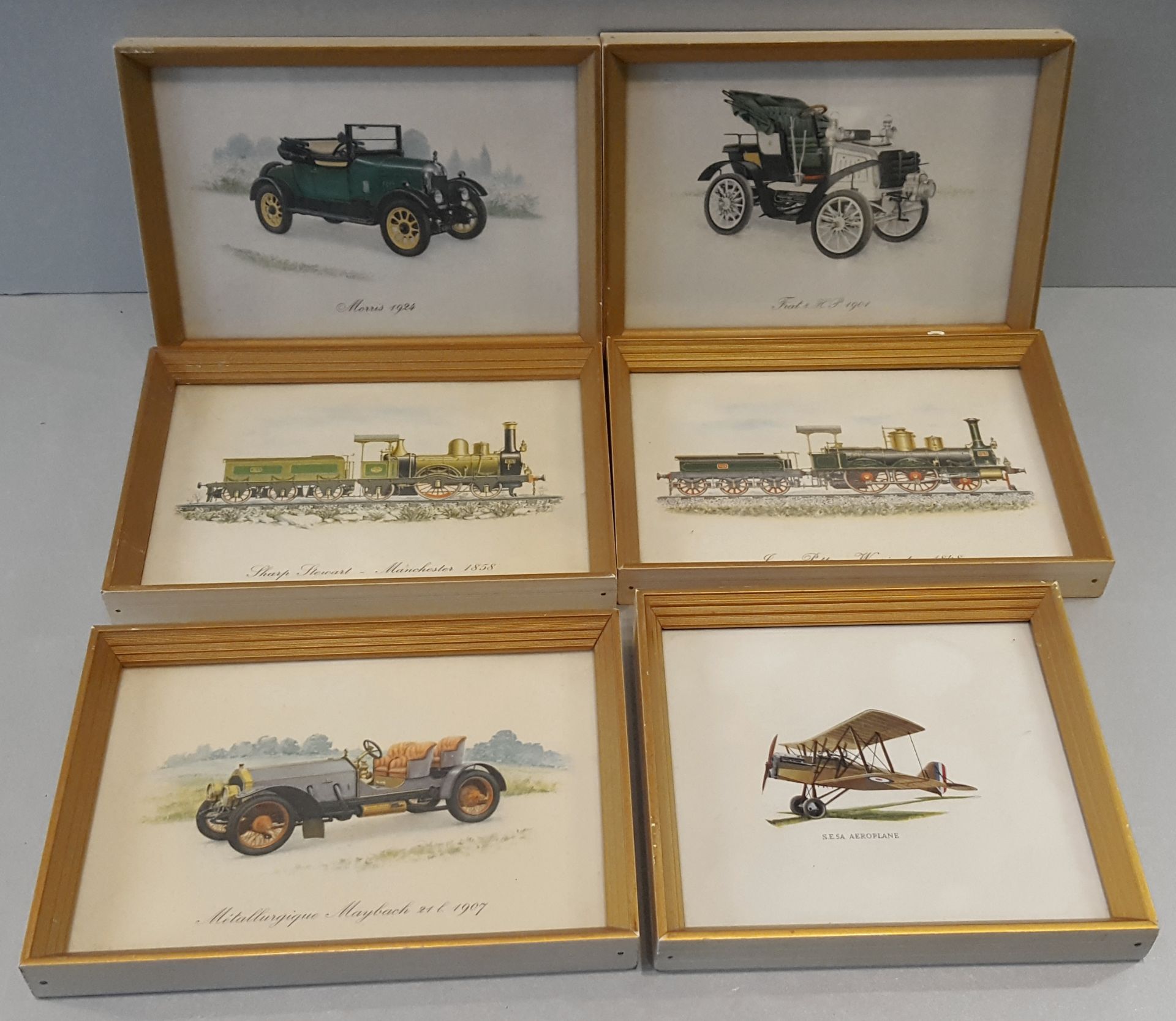 Vintage Retro 6 x Prints Featuring Cars Trains & Planes c1960's NO RESERVE