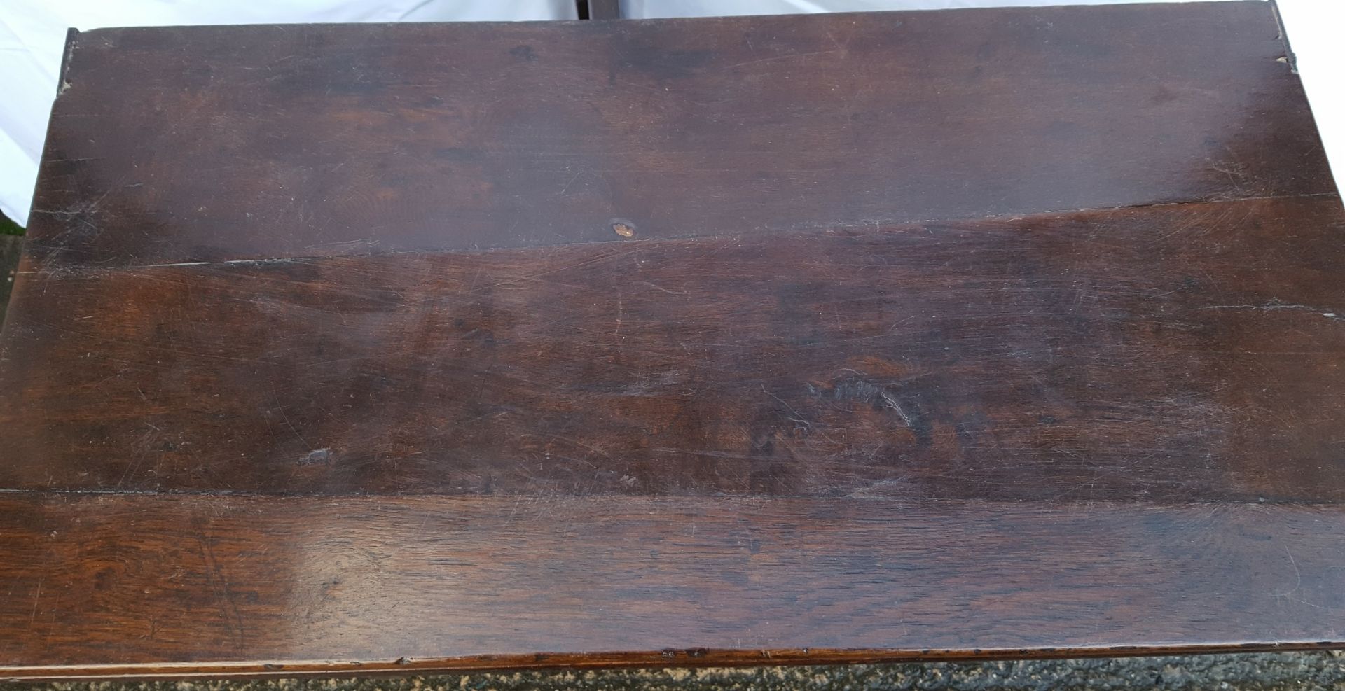 Antique Georgian or Earlier Oak Planked Flip Top Table With Gate Leg - Image 6 of 6