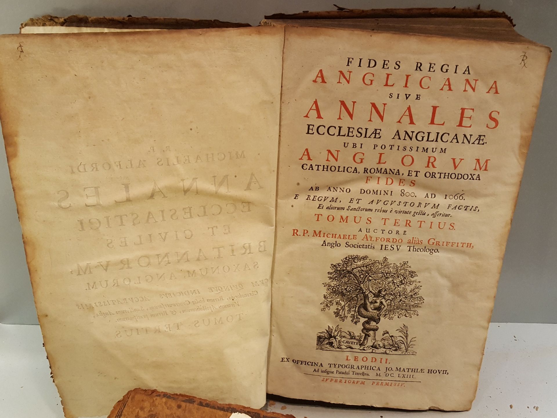 Antique 3 Volumes 1663 Michaelis Alfordi Annales Ecclesiastici Et Civiles Britannorum - Bild 2 aus 18