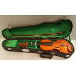 Vintage Retro Stentos Students Violin in Original Case With Bow.