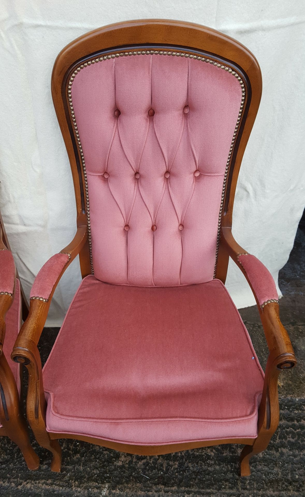 Vintage 2 x Pink Armchairs Sprung Seats No Reserve - Image 3 of 3