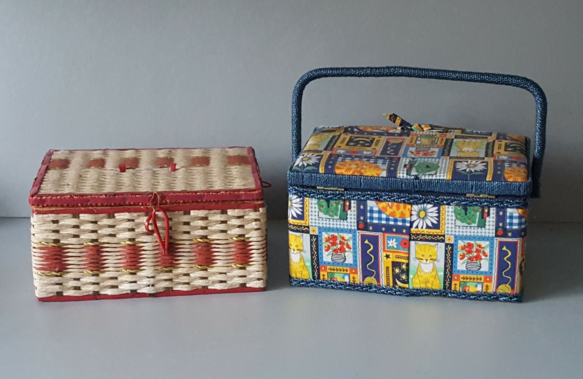 Retro Vintage 2 x Sewing Baskets & Contents No Reserve