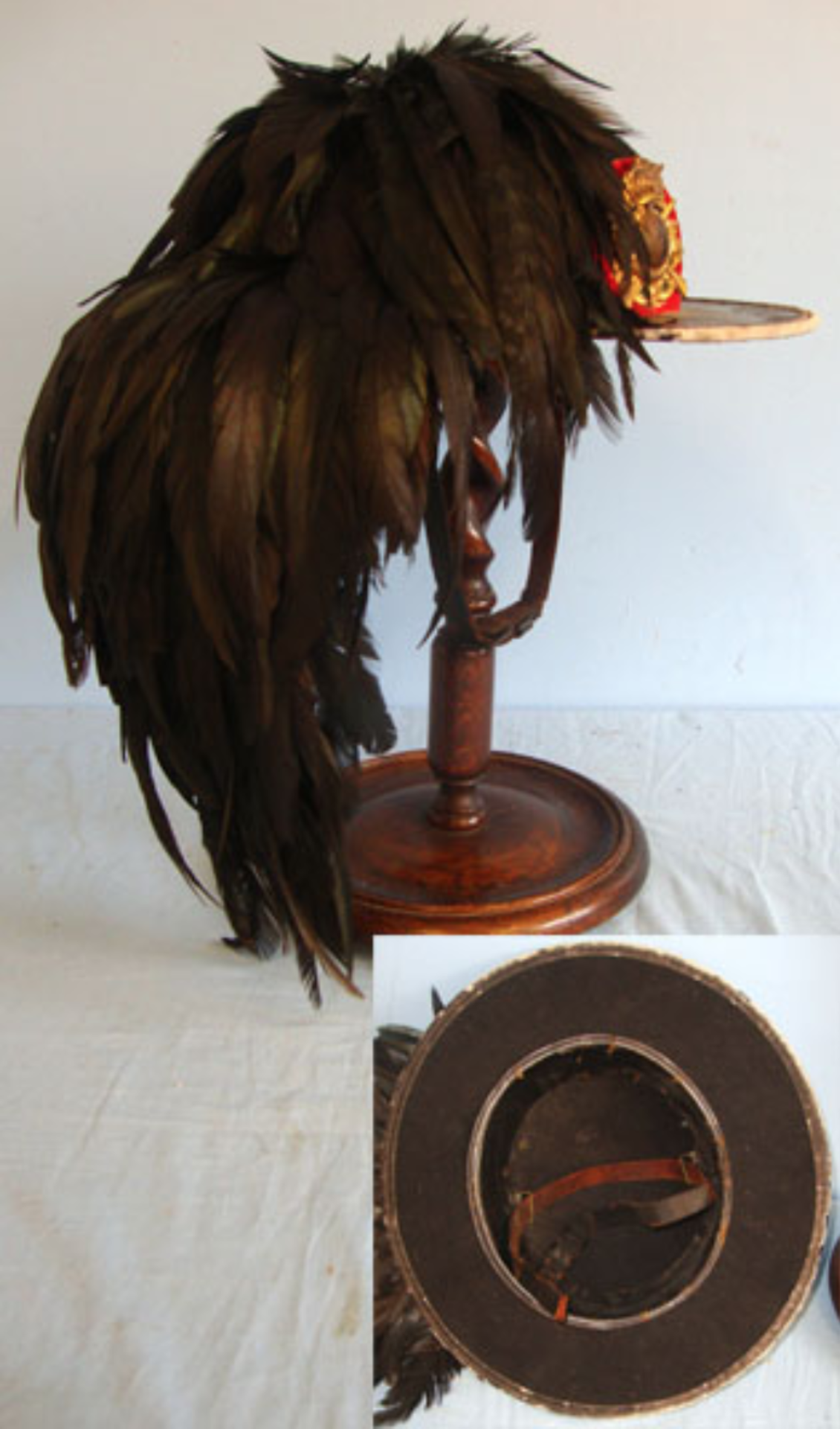 WW2 Era Bersaglieri Light Infantry Hat With 1st Bersaglieri Plate & Black Capercaillie Feather - Image 3 of 3