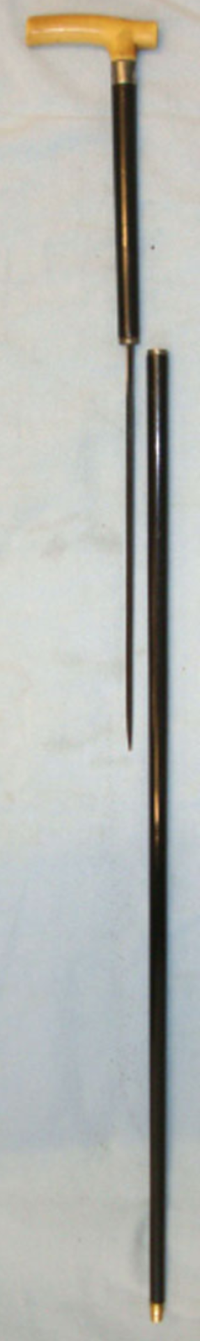 WW1 British Officer's Lacquered Wood Sword Stick With Ferrule Engraved To 'Captain Chas Alford MM - Image 2 of 3