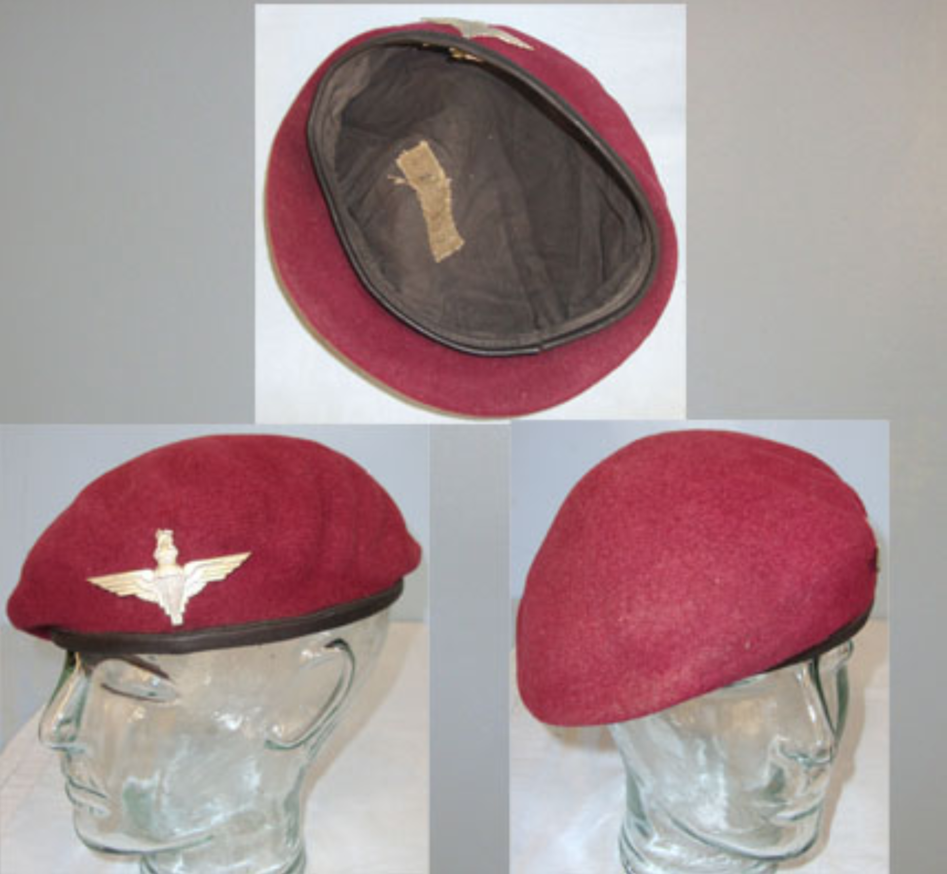 Original, WW2 British Parachute Regiment Red Beret With Kings Crown Para Cap Badge - Bild 2 aus 3