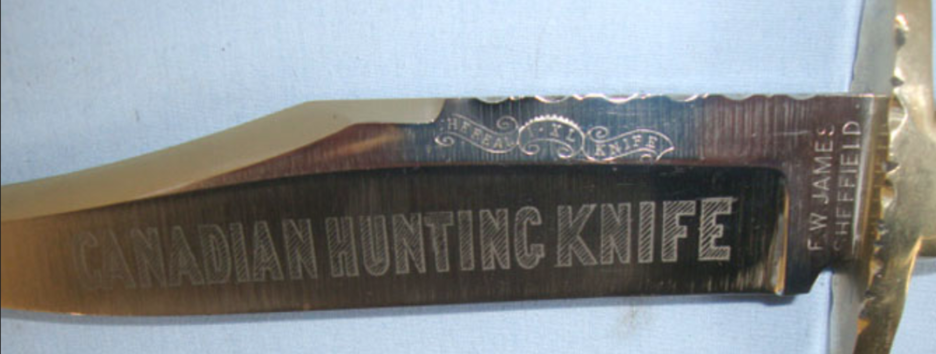 Fred James Sheffield Hand Made 'I*XL Canadian Hunting Knife' Bowie With Etched Blade - Image 3 of 3