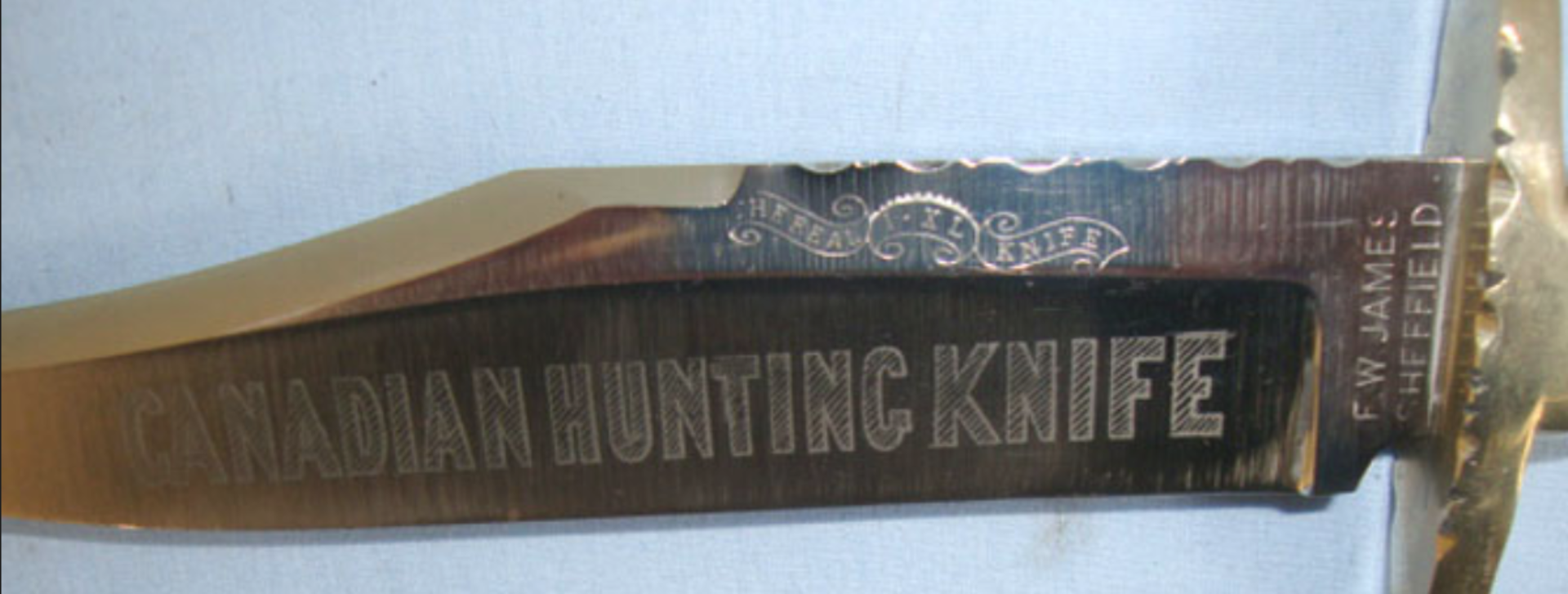 Fred James Sheffield Hand Made 'I*XL Canadian Hunting Knife' Bowie With Etched Blade - Bild 3 aus 3