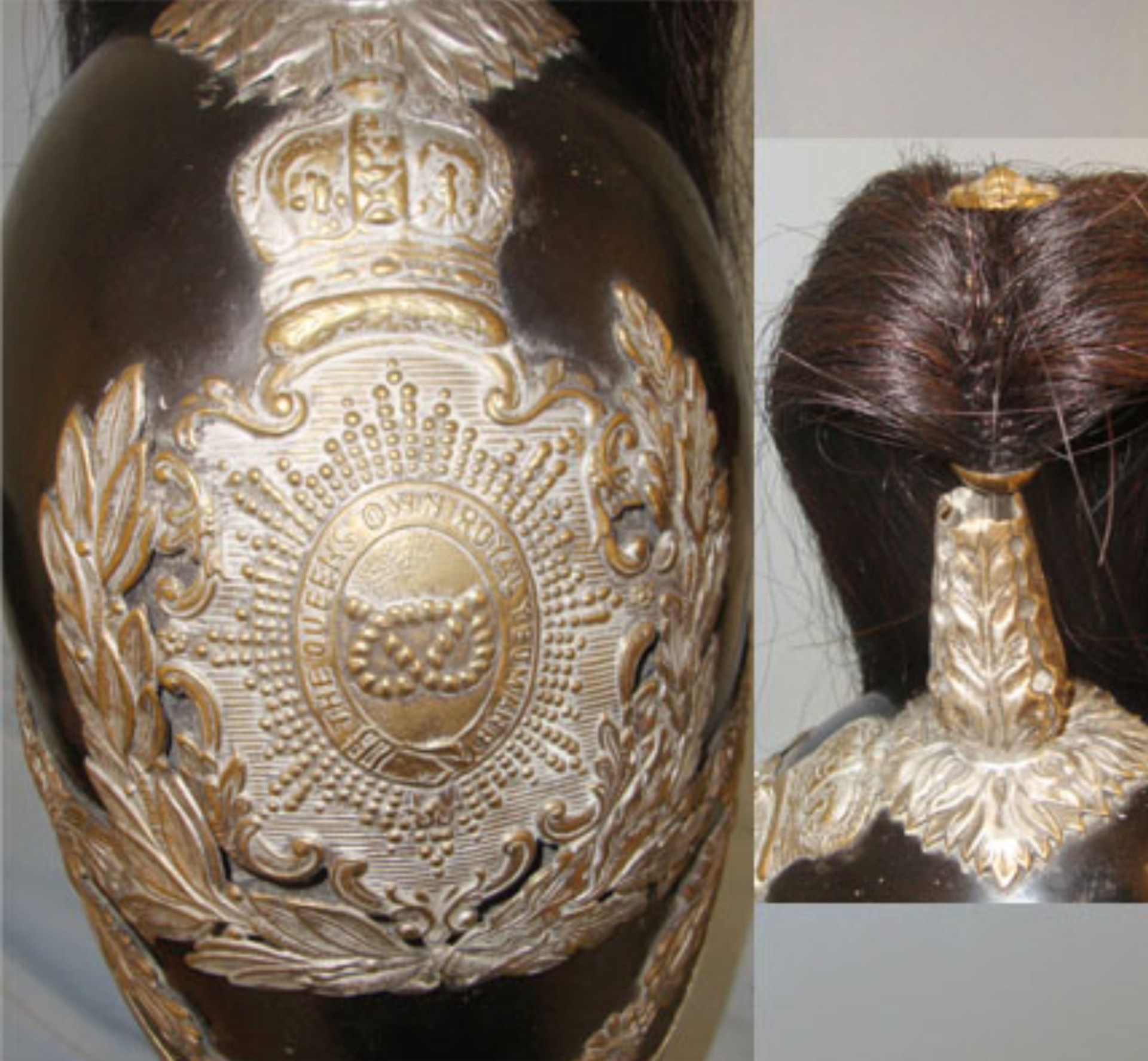 Victorian Albert Pattern Staffordshire Queen's Own Royal Yeomanry Other Ranks Helmet - Bild 2 aus 3