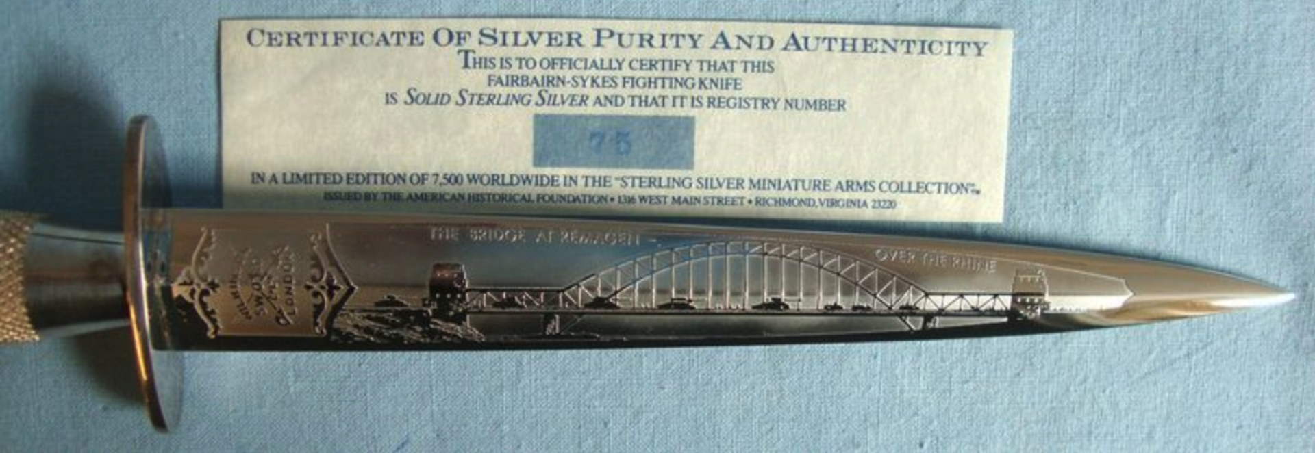 MINT Boxed & Cased Limited Edition No.75 of 2,500 Commemorative 2nd Pattern FS Fighting Knife - Bild 2 aus 3