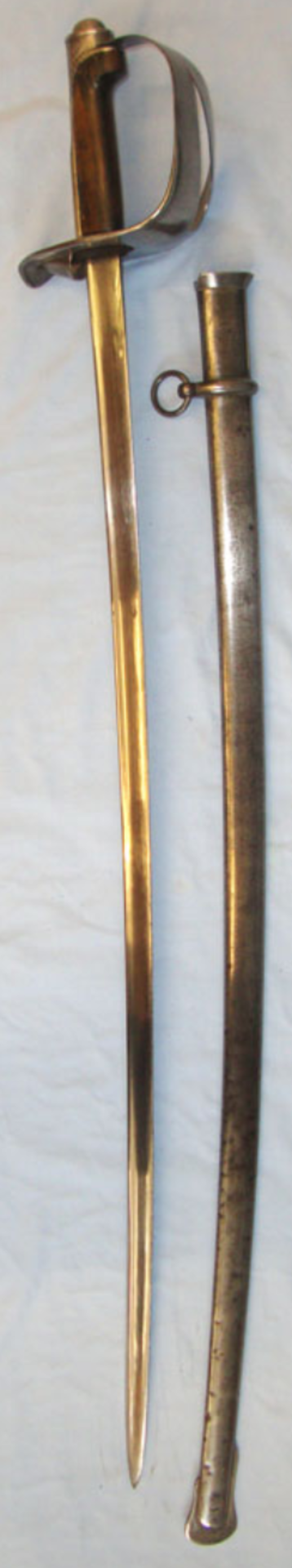 WW1 Italian Model 1871/ 1909 Cavalry Trooper's Sword With Pipe Back Blade & Scabbard - Image 2 of 3