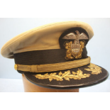 WW2 Naval Aviator Captain's Tropical Peaked/Visor Cap Size 7 1/2"