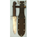 WW2 Australian Wood Gripped Fighting Knife & Leather Sheath By East Bros. Sydney.