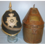 Pre 1902, Victorian Home Service Pattern, British Officers Blue Cloth Helmet with Transit Tin